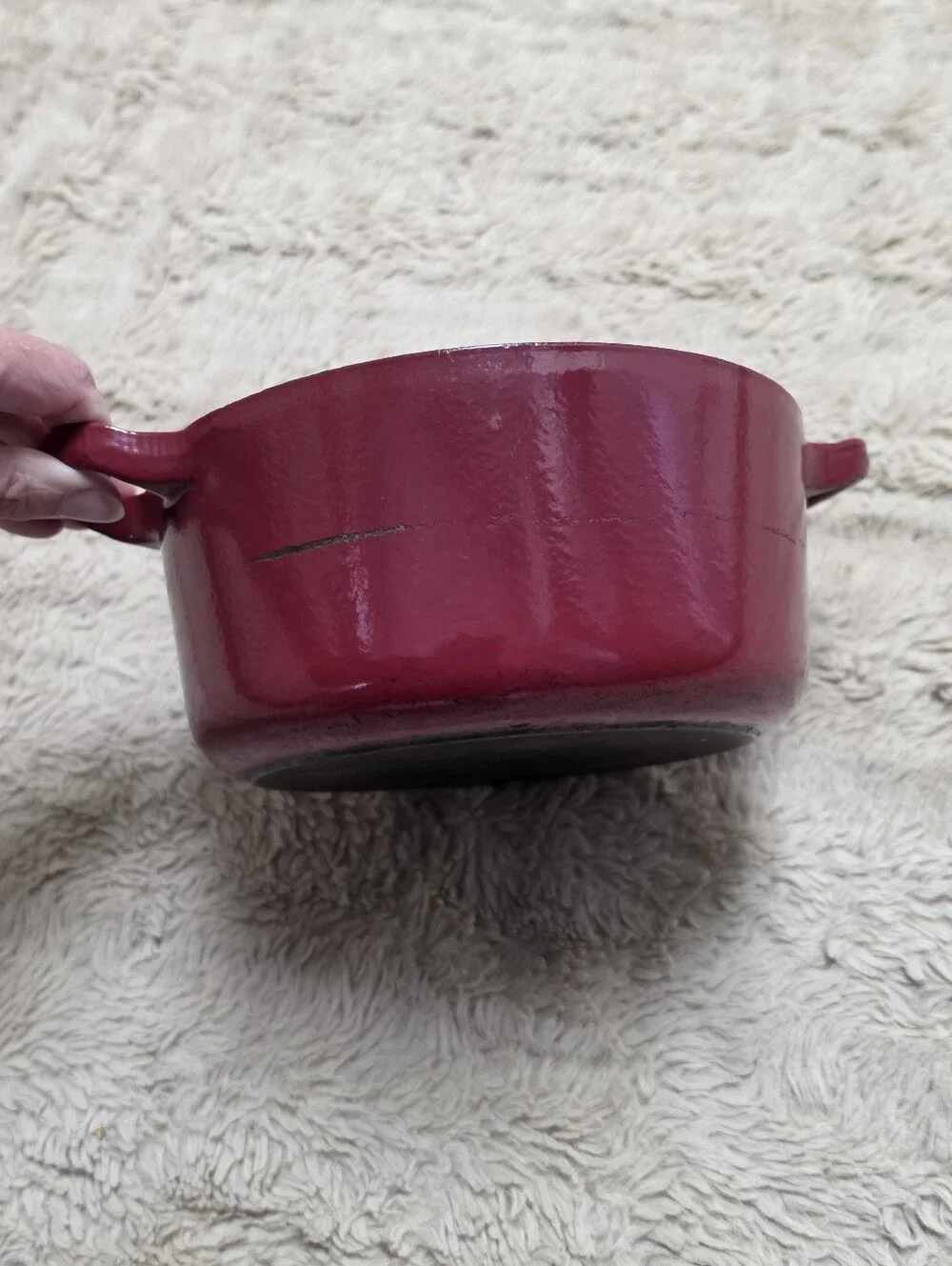 Le Creuset Red Enamel Cast Iron Dutch Oven Dish Pot, Made In France, Vintage 18